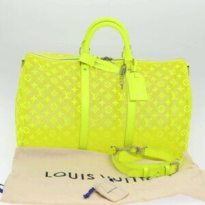 LOUIS VUITTON Monogram Mesh Keepall Bandouliere 50 Bag Yellow